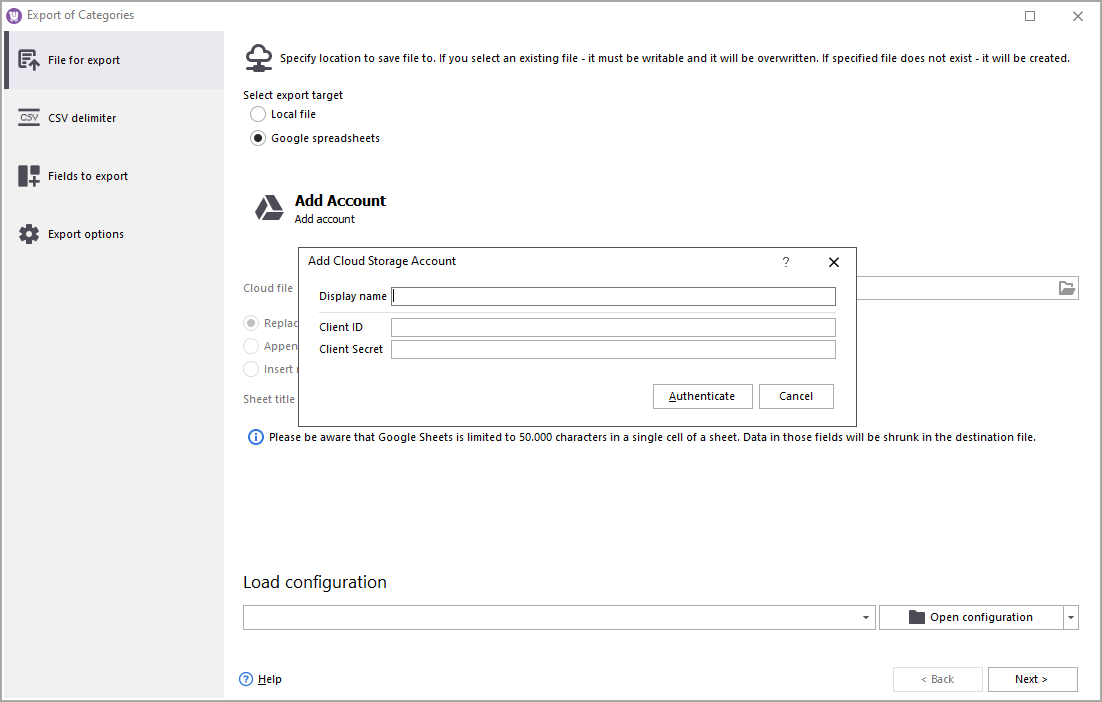 Category Export Wizard for WooCommerce to Google Drive Integration