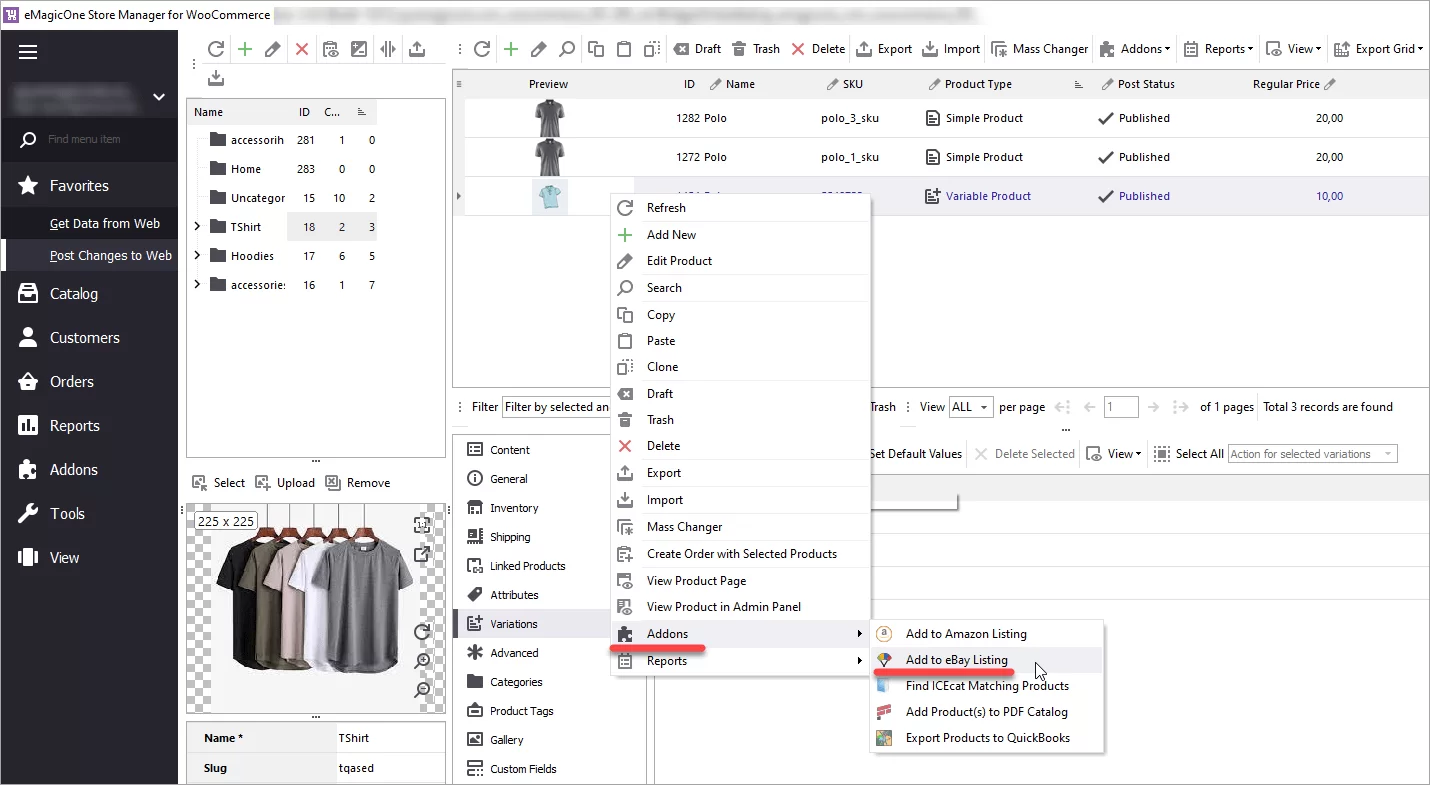 WooCommerce Store Manager Products eBay Export