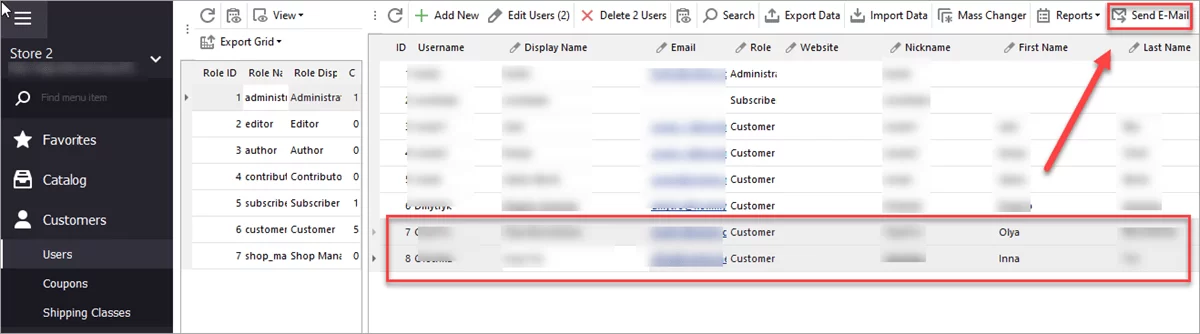 WooCommerce Store Manager Customers Send Email