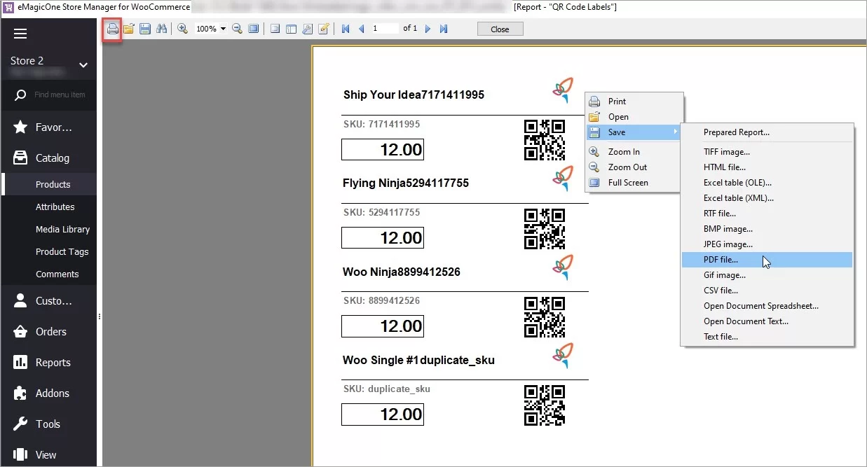 Saving WooCommerce QR code in the PDT format