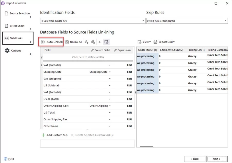 WooCommerce Google Sheets Order Import Map Fields