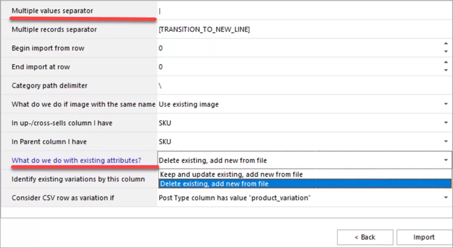 WooCommerce Store Manager Attributes Import Additional Options