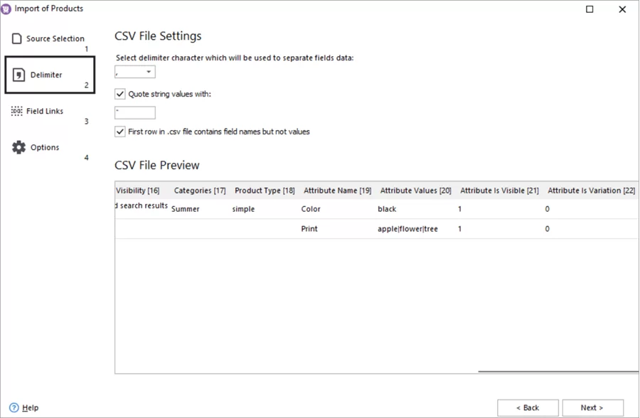 WooCommerce Store Manager Import Attribute File Delimiters