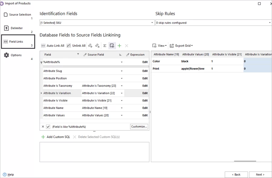 WooCommerce Store Manager Import Attribute File Field Links