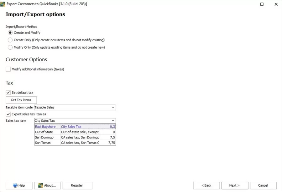 WooCommerce Store Manager QuickBooks Export Customers Options Import Method