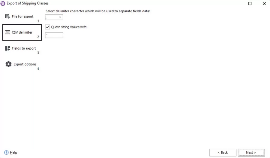WooCommerce Store Manager Shipping Class Export Delimiters
