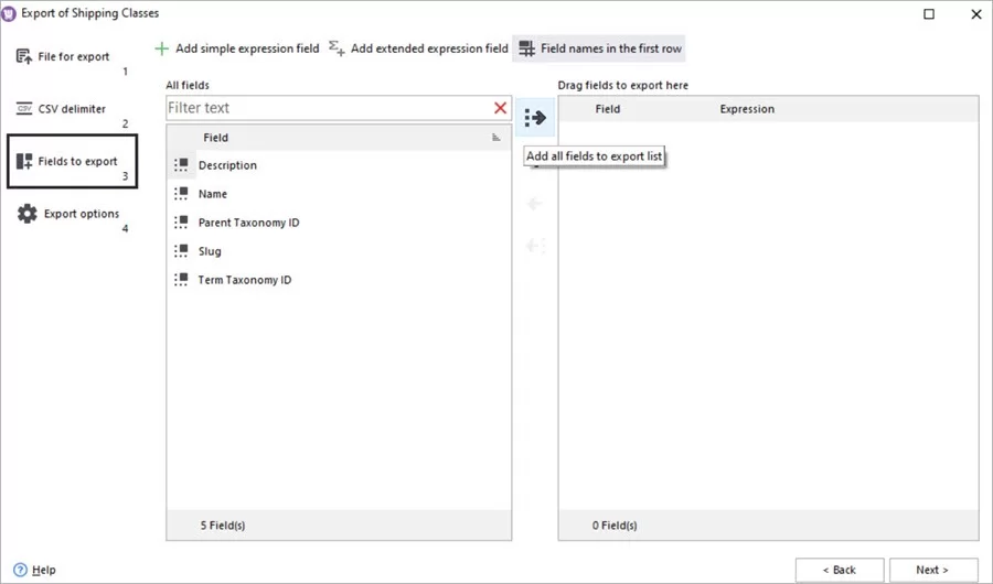 WooCommerce Store Manager Shipping Class Export Fields
