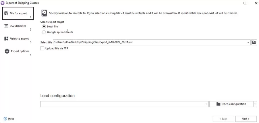 WooCommerce Store Manager Shipping Class Export Target