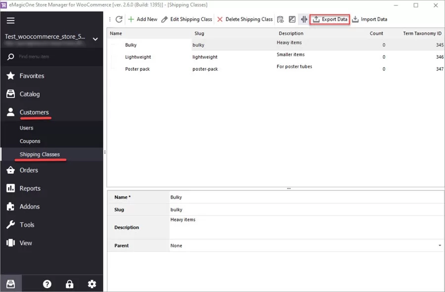 WooCommerce Store Manager Shipping Class Export