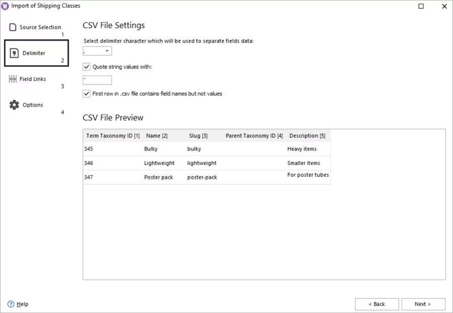 WooCommerce Store Manager Shipping Class Import Delimiters