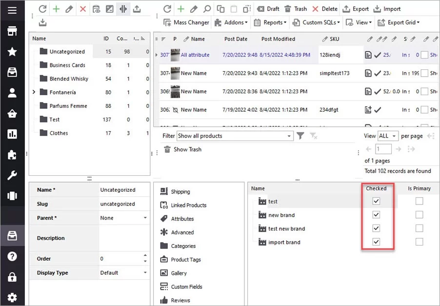 WooCommerce Store Manager Brands Import Checked Lower Grid