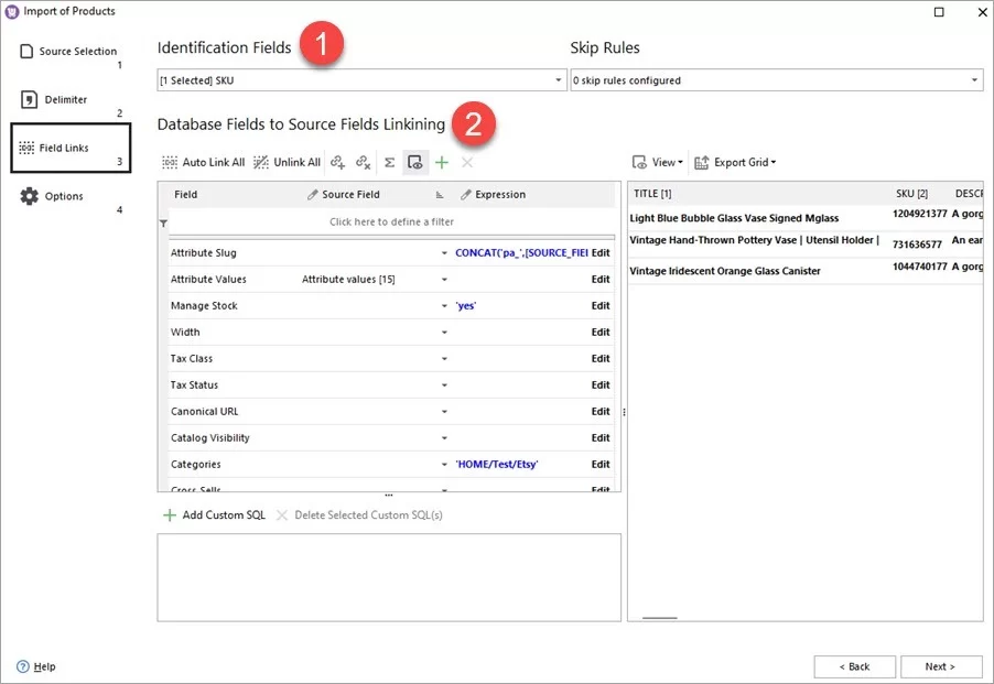 Woocommerce Store Manager Import Link Fields