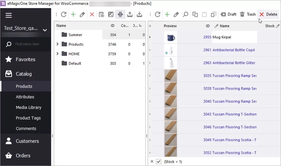 WooCommerce Store Manager Delete Products Less Quantity Confirm