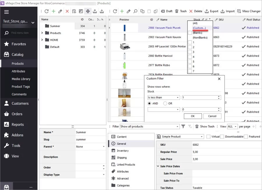 WooCommerce Store Manager Delete Products Less Quantity