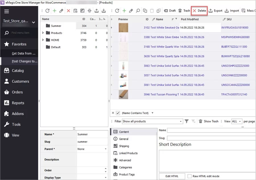 WooCommerce Store Manager Delete Products Name Test Confirm