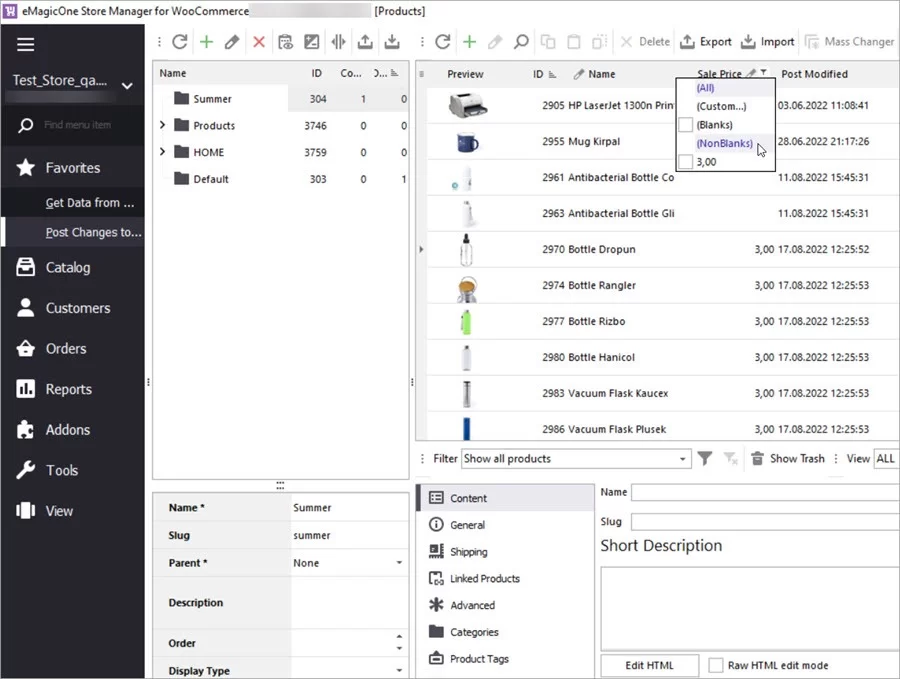 WooCommerce Store Manager Delete Products Sale Price