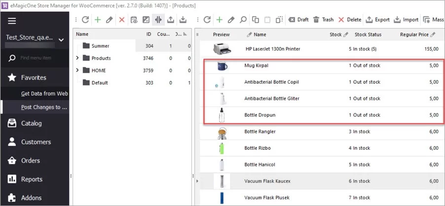 WooCommerce Store Manager Outofstock Products Price Updated