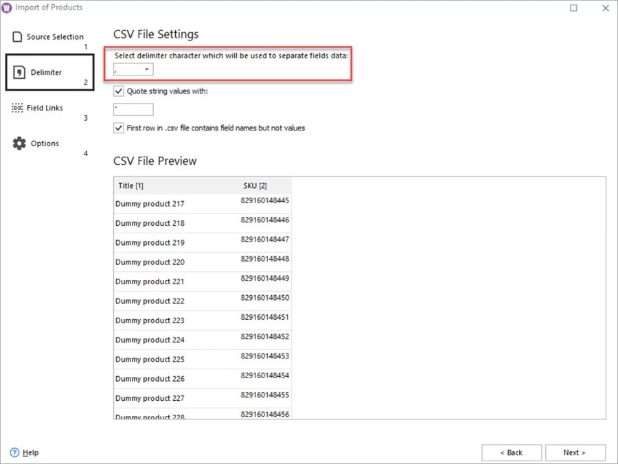 WooCommerce Store Manager Dummy Products File Import Delimiters