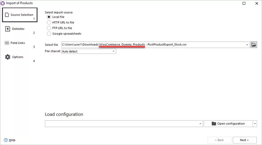 WooCommerce Store Manager Dummy Products File Select