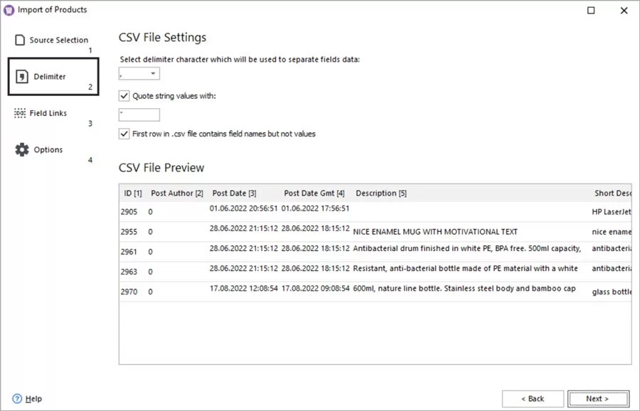 WooCommerce Store Manager Old Products Import Preview File