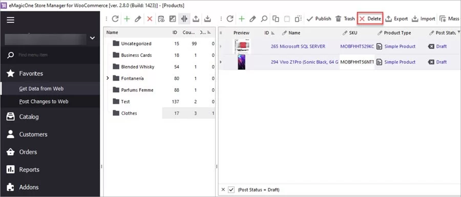 WooCommerce Products File Imported Draft Delete