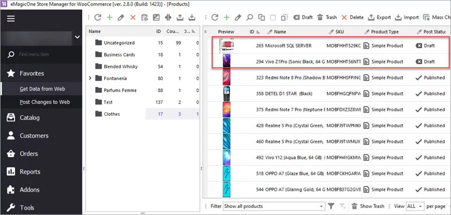 WooCommerce Products File Imported Draft Status