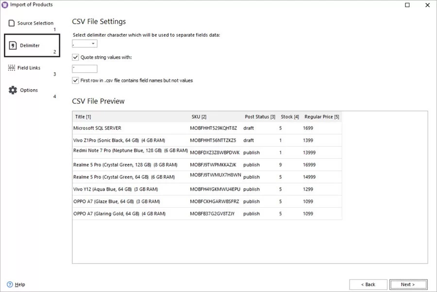 WooCommerce Products Import File Delimiters