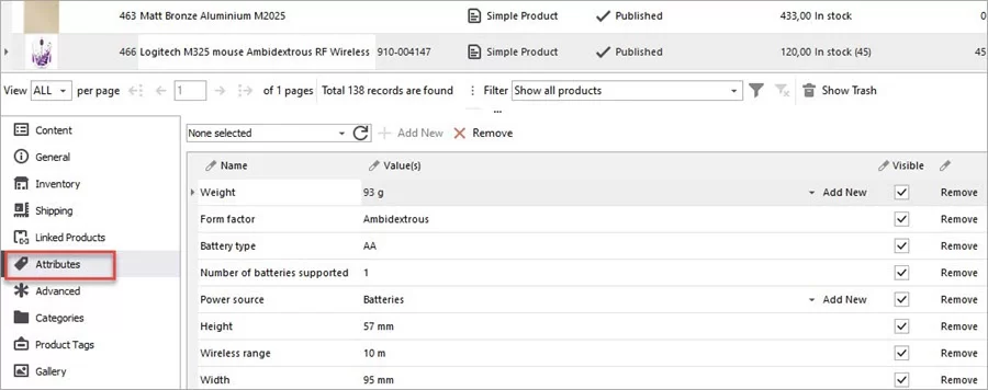 WooCommerce Store Manager ICEcat Arrtibutes Created