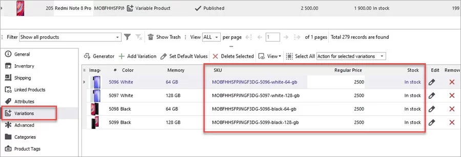WooCommerce Store Manager New Columns for Variations