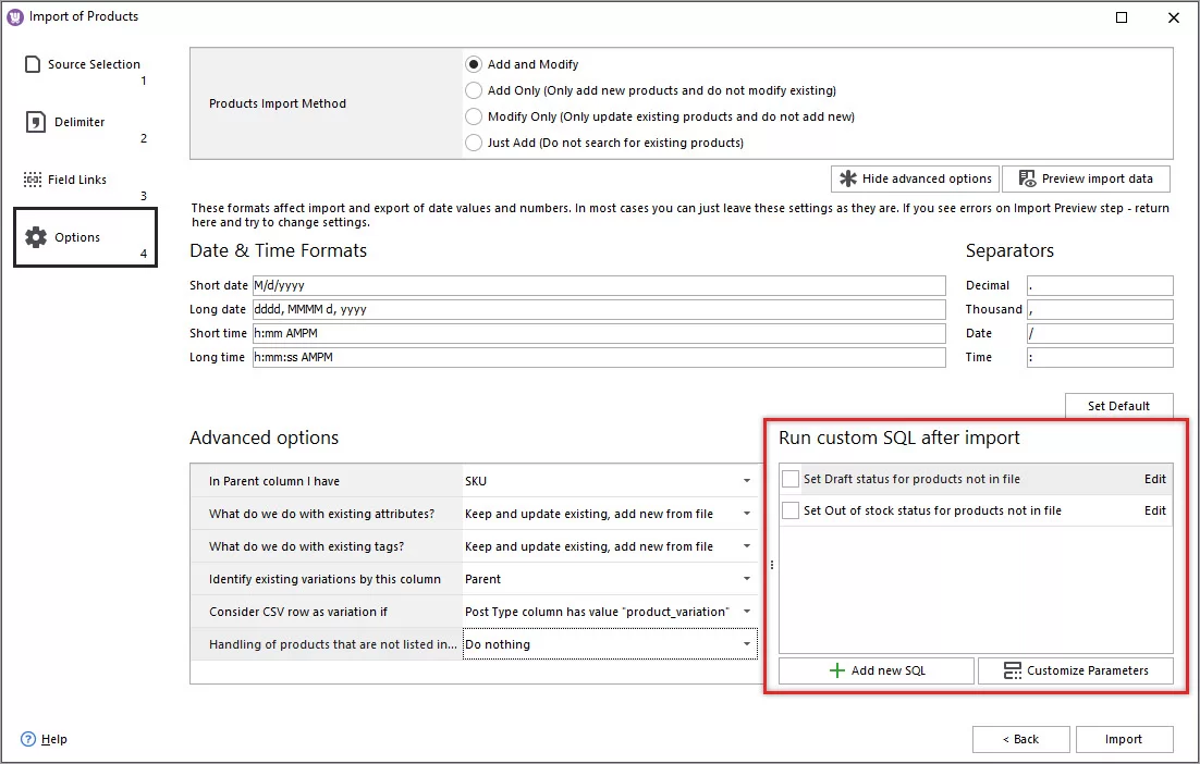 Run Custom SQL After Product Import Option for WooCommerce