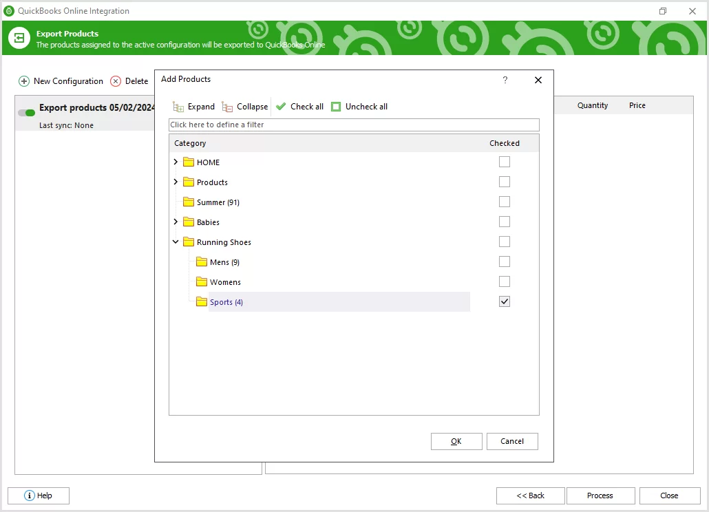 Category Tree for Exporting WooCommerce Products to QuickBooks Online