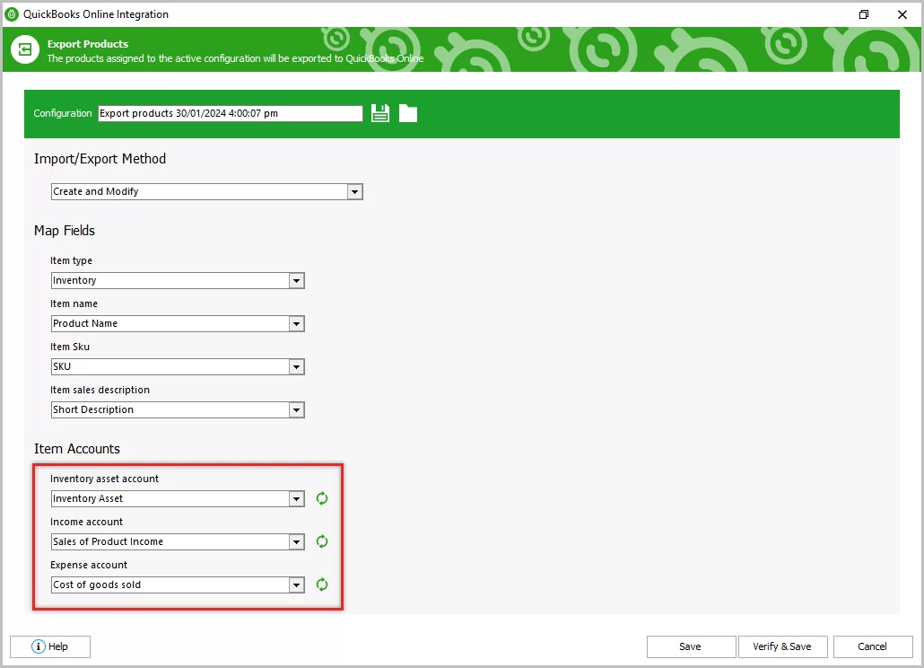Item Accounts Settings in WooCommerce QuickBooks Online Integration