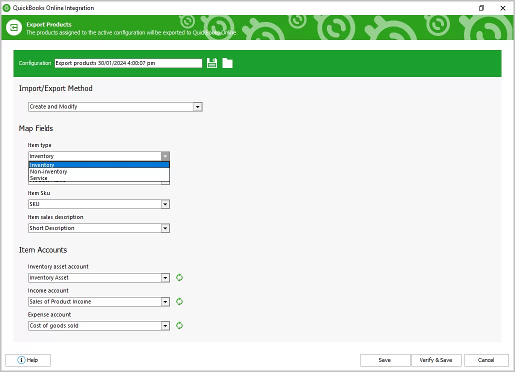 Map Fields Step for WooCommerce Product Export to QuickBooks Online