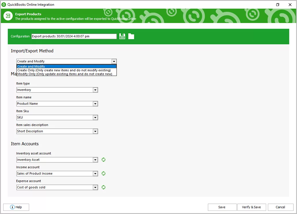 WooCommerce Product Export Method for QuickBooks Online