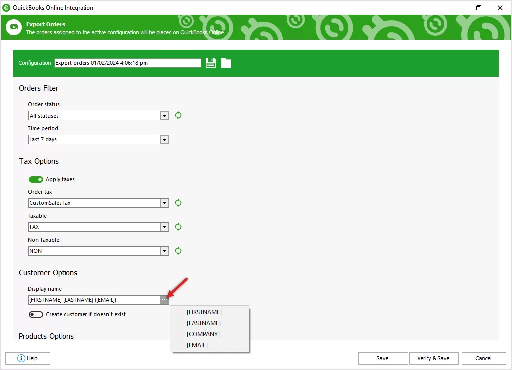 Customer Display Name Macros in QuickBooks Online Addon During WooCommerce Order Export