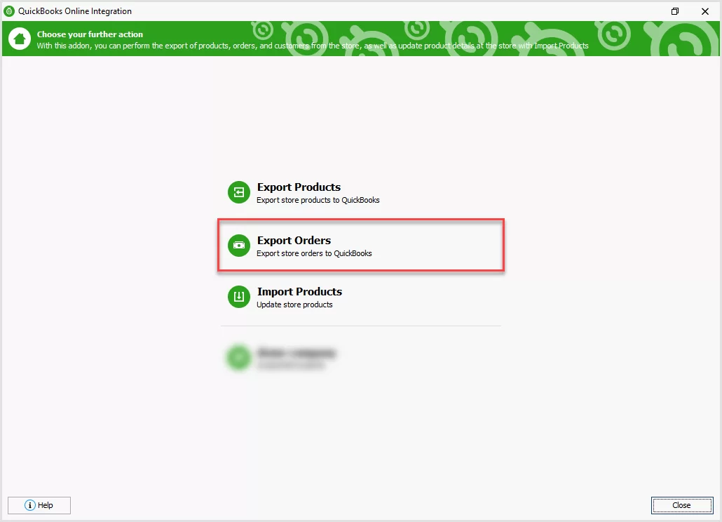 Export Orders Option in QuickBooks Online Addon for WooCommerce