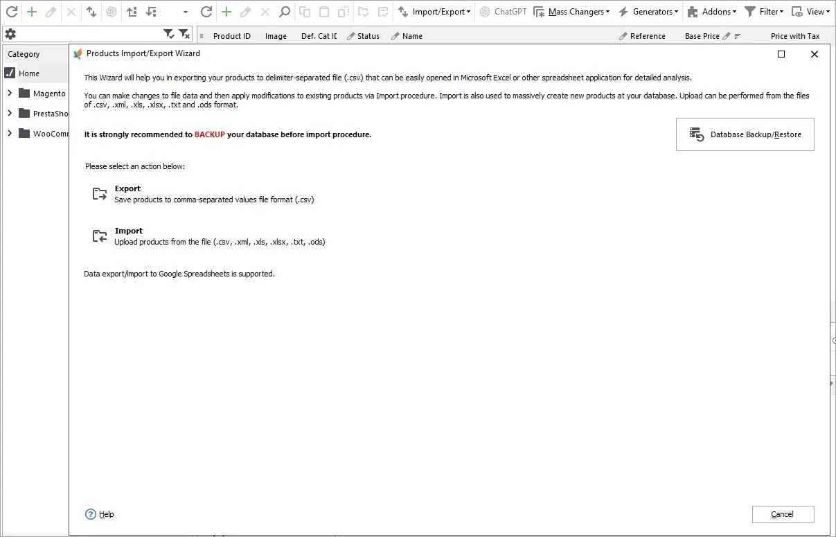 Export Import Wizard in Store Manager for WooCommerce for Google Drive Sync