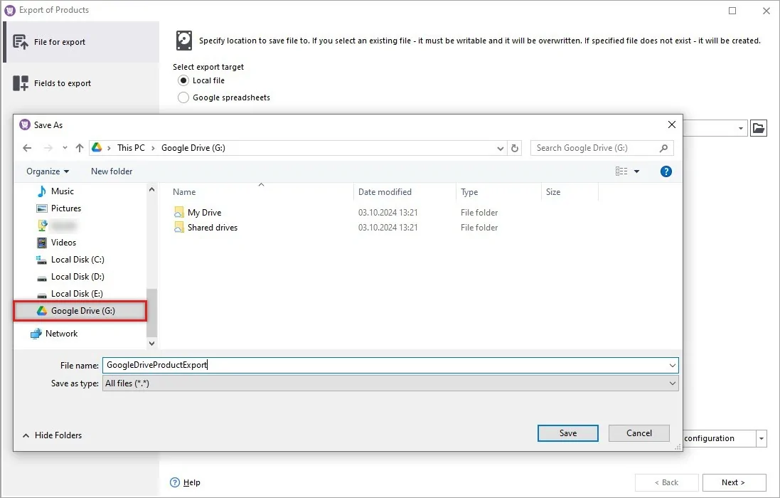 Local File for WooCommerce Google Drive Export and Import