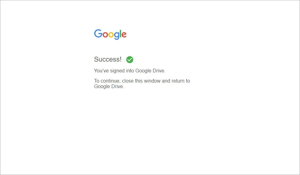 Successful Sign In to Google Drive App for WooCommerce Syncing