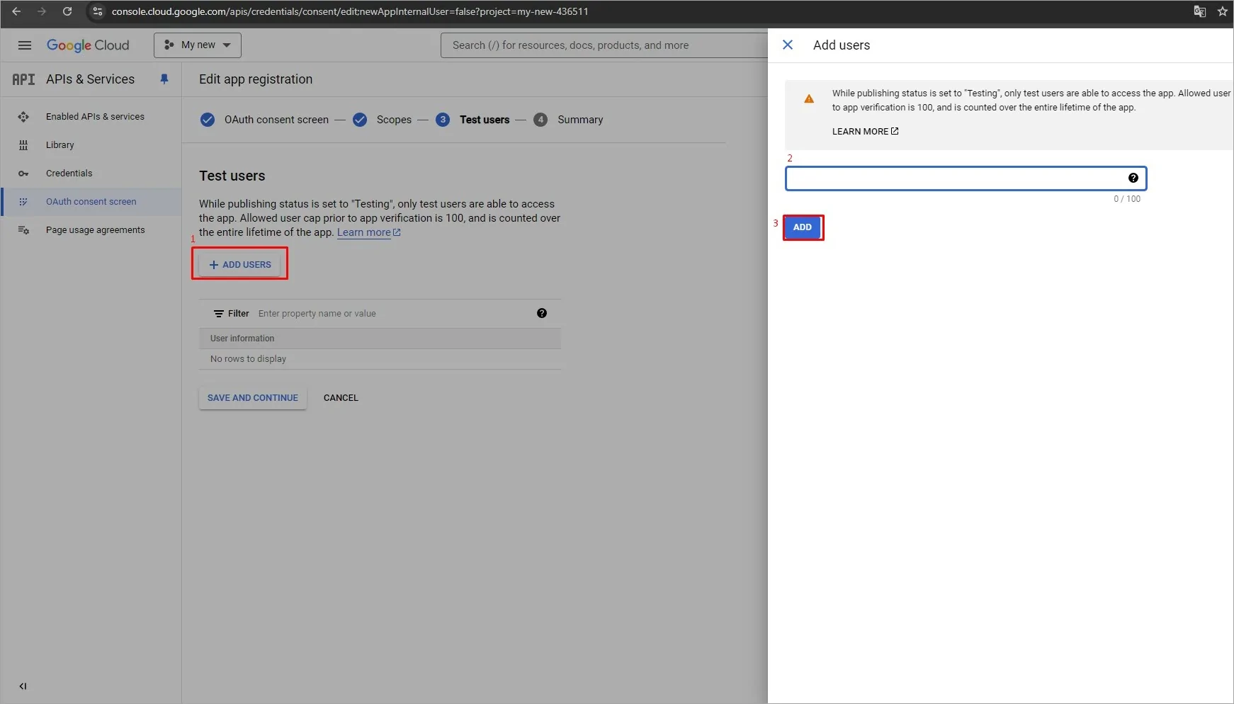 New Test User on Google Cloud