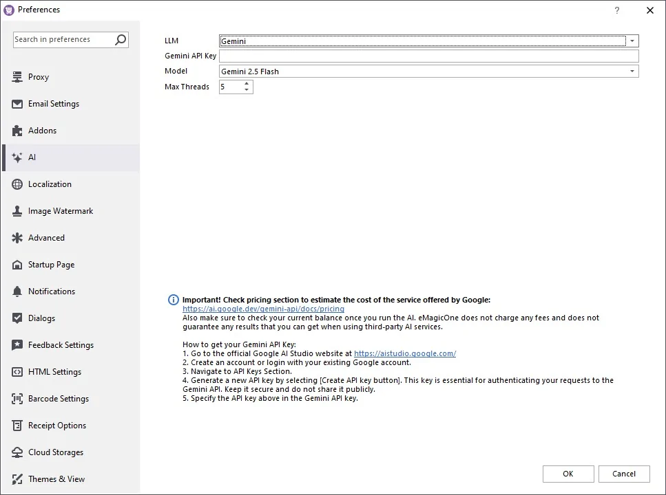 Gemini Integration in Preferences in Store Manager for WooCommerce