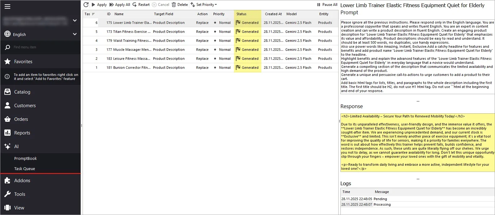 Generated WooCommerce Description by Product Name with Gemini