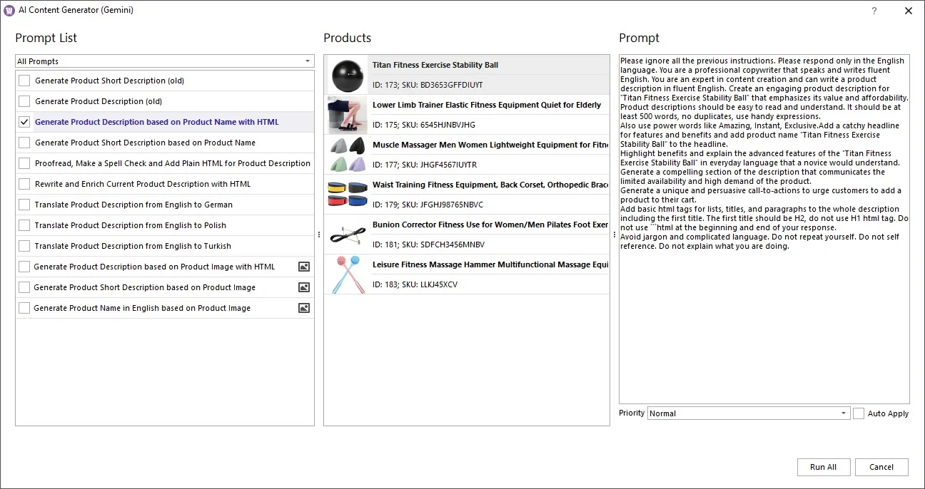 WooCommerce Description Generation by Product Name in Gemini Content Generator