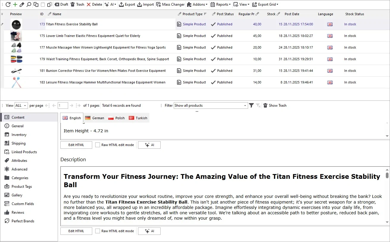 WooCommerce Description in Store Manager Generated by Product Name with Gemini