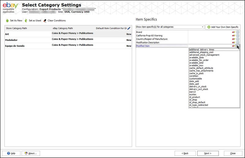 WooCommerce eBay Category Settings