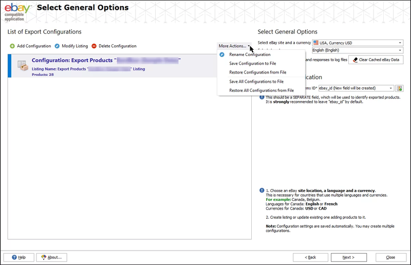 WooCommerce eBay Configuration Actions