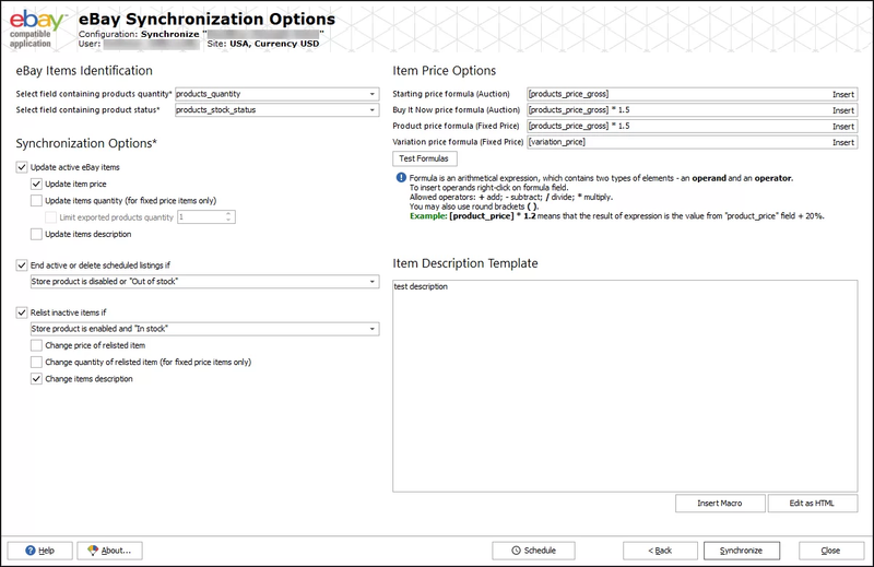 WooCommerce eBay Synchronization Options